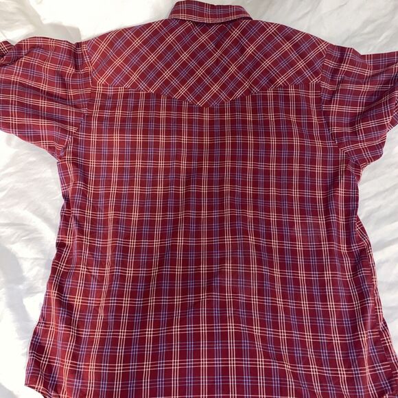 Plains Western Wear Short Sleeve Pearl Snap Red  Tartan Plaid Cowboy Rodeo S11 - Picture 10 of 11